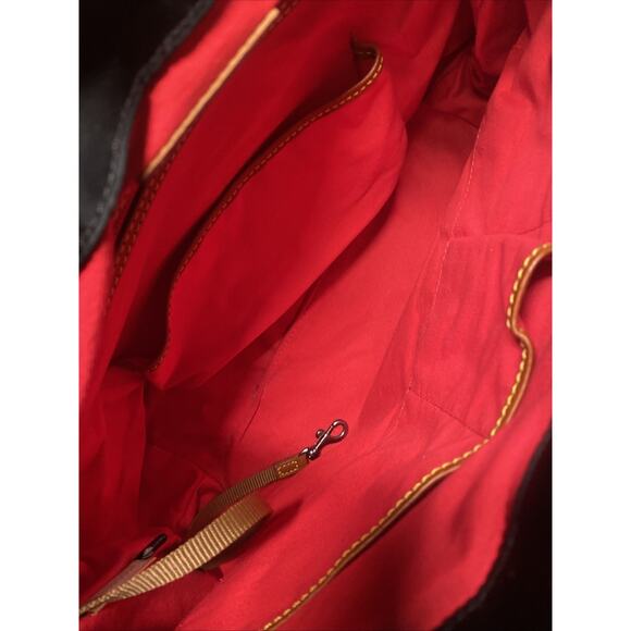 Dooney & Bourke Slouchy Hobo Bag, Logo Lock. Black Nylon, Brown Leather Trim - Picture 9 of 11